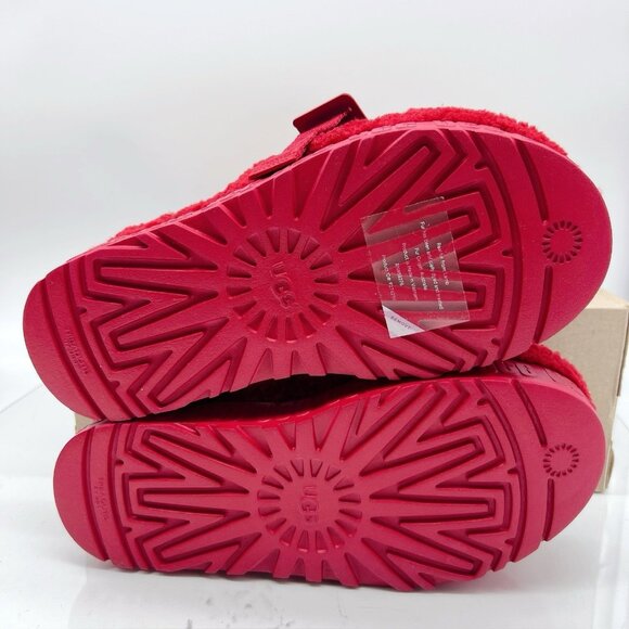 Ugg Fluffita Platform Sheepskin Slides Slippers Ribbon Red Womens US 8 - NEW - Picture 7 of 10